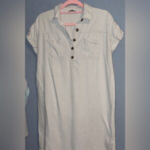 Sonoma Goods for Life Beige Linen Blend Shirt Dress Women’s Medium Button Front